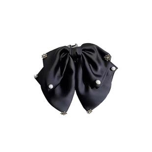 黑色蝴蝶结抓夹女高级感发夹后脑勺半扎发卡鲨鱼夹子气质百搭头饰