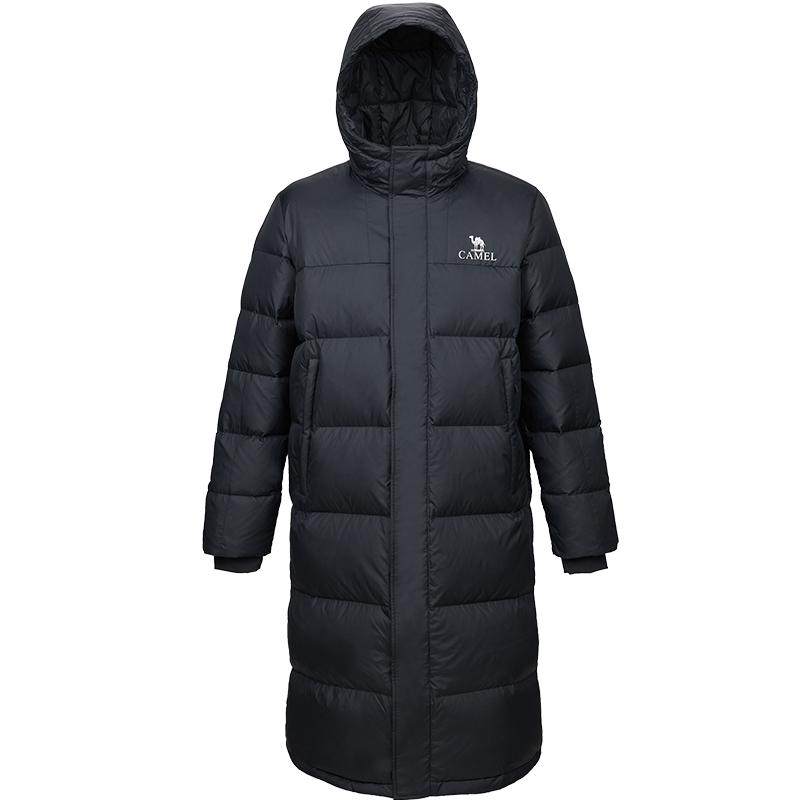 骆驼男装羽绒服男长款过膝冬季连帽加厚保暖防风防泼水极寒外套