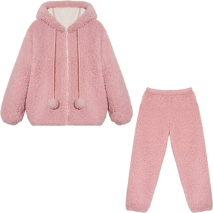 Bananagirl睡衣女款冬季新款加厚加绒珊瑚绒家居服可外穿女冬套装