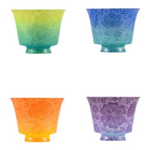 古帛扒花马蹄杯陶瓷主人杯景德镇手工品茗杯高档伴手礼盒闻香茶杯