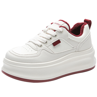 大东厚底加绒板鞋女鞋2025秋冬新款百搭小白鞋增高休闲黑白熊猫鞋