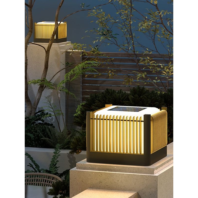 不锈钢柱头灯大门灯太阳能围墙灯门柱灯LED防水防锈庭院花园方形