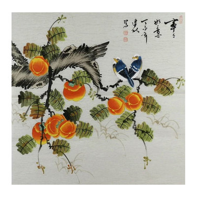 纯手绘国画装饰画客厅紫藤办公室