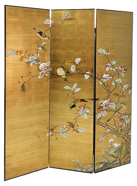 千希中式漆画屏风中古风茶室客厅