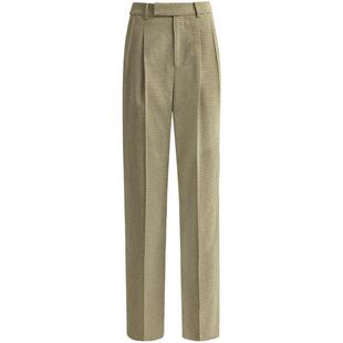 COCOBELLA时尚千鸟格高腰打褶休闲裤女气质通勤显瘦直筒裤子PA67