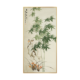 郑板桥竹石图竹子挂画竹报平安玄关装饰画走廊过道背景墙节节高升