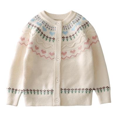 女童针织外套加绒加厚毛线衣开衫