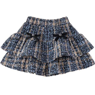 女童轻奢毛呢小香风半身裙短裙
