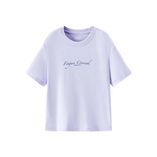 森马短袖T恤女夏季修身正肩字母圆领上衣印花简约休闲时尚打底衫