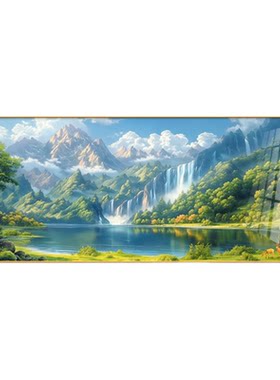 青山绿水聚宝盆山水客厅挂画