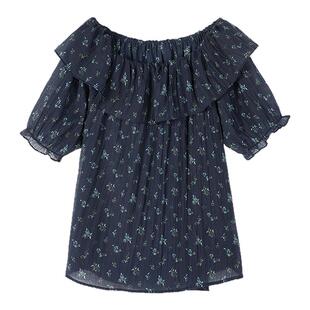 MOUSSY 2026夏季新品温柔淑女风荷叶边小碎花衬衫女028JSC30-1086