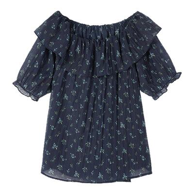 MOUSSY 2026夏季新品温柔淑女风荷叶边小碎花衬衫女028JSC30-1086