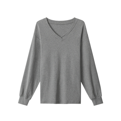 AIRHOOD 美式复古V领长袖T恤女春秋季收腰修身内搭打底衫上衣ins