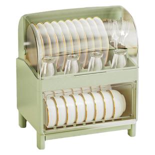 碗筷收纳盒家用碗柜厨房双层大容量沥水防尘透气碗碟盘餐具置物架