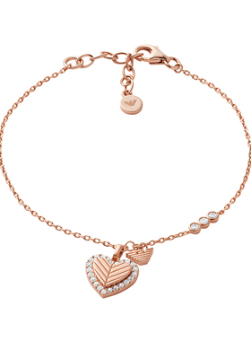 【自营】Armani阿玛尼LOVE系列玫瑰金爱心手链银质送女生礼物