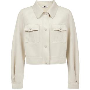 ONLY2025冬季新款翻领正肩软雕塑通勤风夹克风衣短款开衫外套女