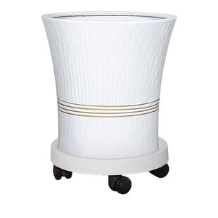 陶瓷大花盆加厚承重强圆形种植盆栽送滑轮托盘简约轻奢高级天堂鸟