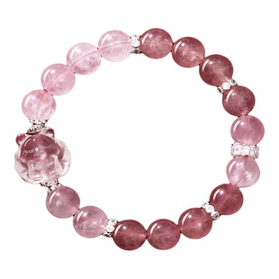 【普陀山官方】天然粉水晶九尾狐狸手串招桃花小众轻奢手链送女友