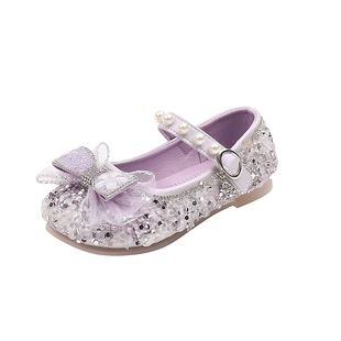 女童绚烂水晶鞋爱莎演出公主鞋子女宝单鞋2025春秋新款儿童皮鞋