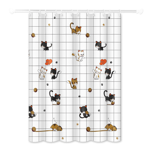 浴室防水浴帘隔断免打孔洗澡套装挂帘卫生间洗澡门帘浴室遮挡帘