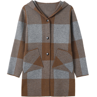 中长款时尚格子中老年女装大衣