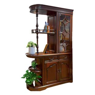 美式实木间厅柜入户隔断柜酒柜客厅进门玄关鞋一体欧式双面屏风柜