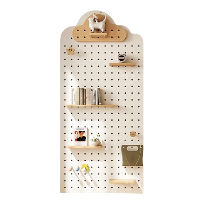 知新材实木洞洞板玄关置物架收纳