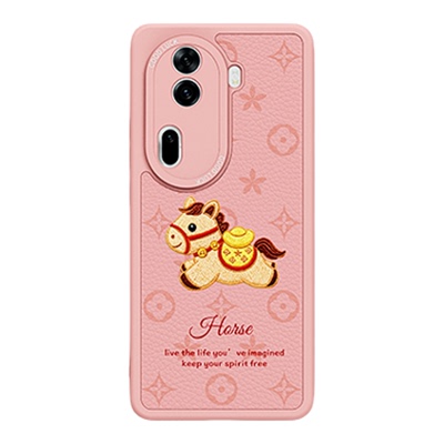 新年印花小马适用oppoReno11手机壳Reno11Pro新款oppo5G小羊皮硅胶保护套红色2026马年过年防摔PJH110男女后
