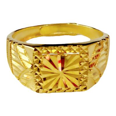 不掉色时尚男士戒指黄铜沙金霸气