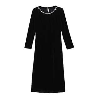 气质减龄金丝绒长袖连衣裙女春季2026新款修身显瘦中长款包臀裙子