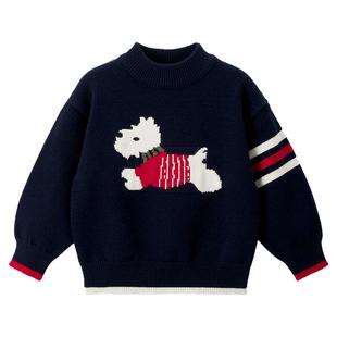 威尔贝鲁宝宝毛衣2025秋冬新款男女童针织上衣套头毛衣a类学院风