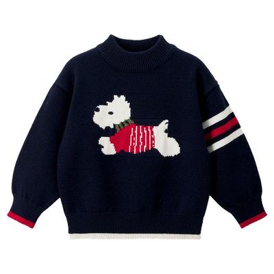 威尔贝鲁宝宝毛衣2025秋冬新款男女童针织上衣套头毛衣a类学院风