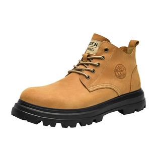 MELLEN名郎男鞋新款真皮防滑缓震户外休闲工装靴英伦复古中帮短靴