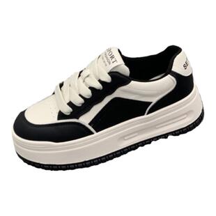 真皮小白鞋女2026春季新款厚底黑白熊猫鞋百搭运动休闲小个子板鞋