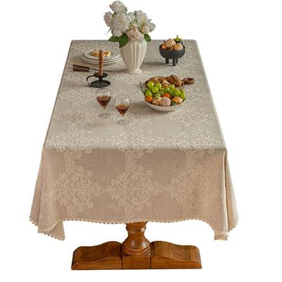 豆蔓法式复古棉麻绣花桌布