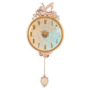 2026新款轻奢欧式蝴蝶挂钟客厅装饰钟表高档摆钟高级感创意艺术风