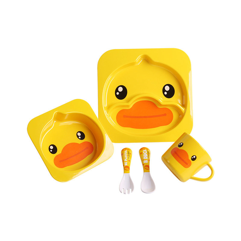B.Duck小黄鸭儿童分格餐盘防摔