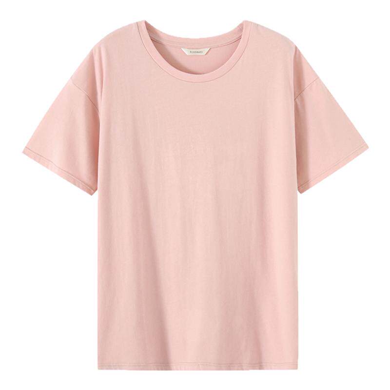 罗丝美纯色短袖纯棉女外穿家居服