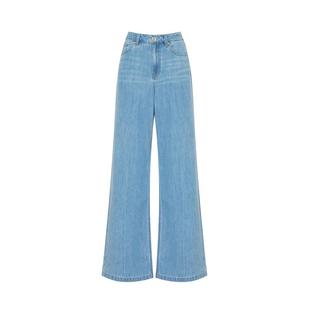 【蚕丝牛仔】Scofield女装蓝色简约牛仔裤高腰长裤夏季裤子