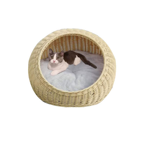 四季通用猫窝藤编夏季凉爽猫床可水洗泰迪小狗窝睡觉半封闭宠物窝