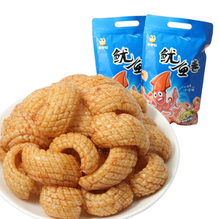 来伊份虾条鱿鱼卷188g*5袋膨化食品大袋休闲零食官方旗舰来一份