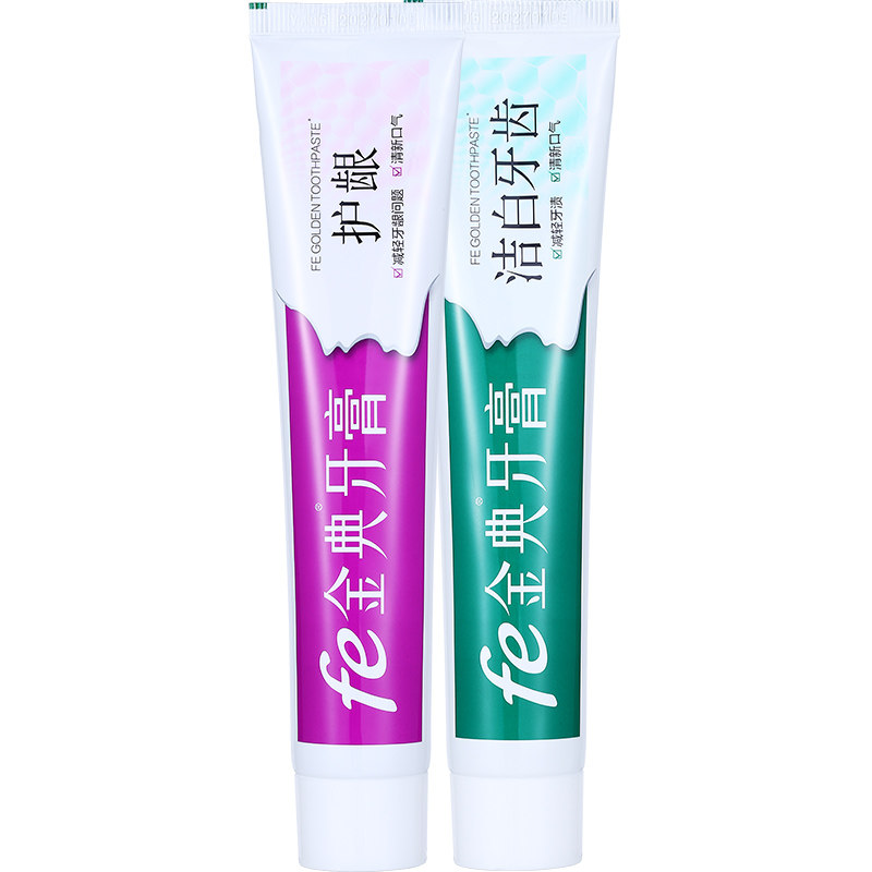 fe5.8金典牙医牙膏雪豹溶菌酶美白干刷早晚套装复旦生物酶早晚装