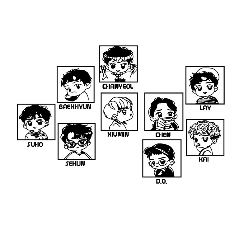 卡通EXO学生宿舍卧室墙贴纸