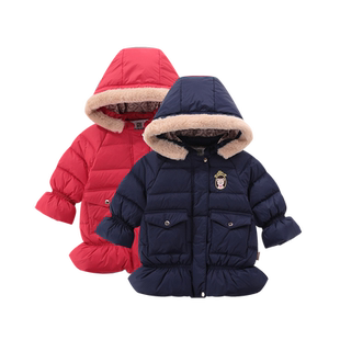 【商场同款】拉比官方旗舰儿童羽绒服保暖中长款外套可脱帽中国风