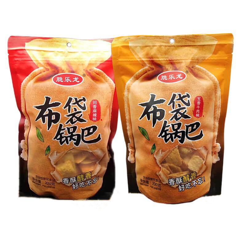 脆乐龙布袋锅巴牛排味川香麻辣味大包网红零食香酥烧烤脆锅巴