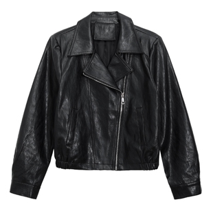 CanterKitten正品牌海宁真皮皮衣女2025秋冬新款绵羊皮机车服外套