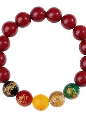 朱砂手串2025蛇年本命年新款春夏红手绳女玛瑙散珠五路财神手链男