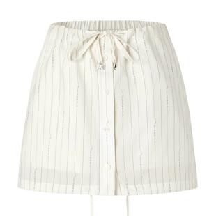 商场同款 摩萨克夏莱赛尔100甜美条纹印花休闲短裤女