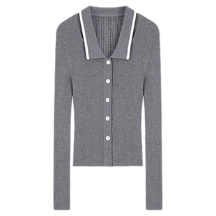 HPLY荷比俪2025秋新款女可机洗绵羊毛经典翻领时尚通勤修身羊毛衫