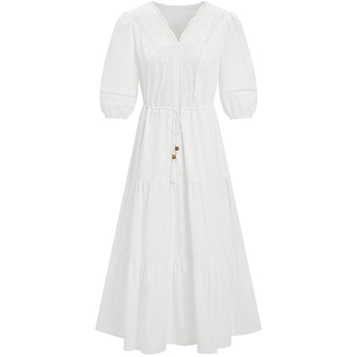 KBNE蕾丝连衣裙女装白色2025夏季新款小个子法式气质高级漂亮裙子